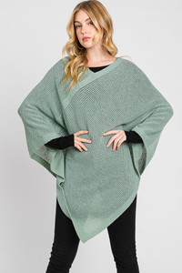 Solid Loose Knit Poncho-MS0335
