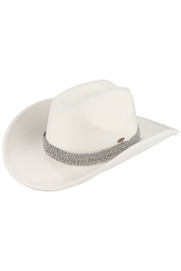 C.C Stone Glitter Band Vegan Cowboy Hat-VCC0075