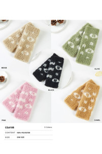 Mini Flower Pattern Chenille Gloves-CG4108