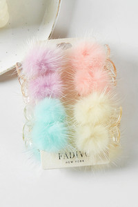 Multi Color Pom Mini Hair Claw-CHW514