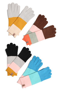 Color Block Cable Knit Gloves-JG909 (12 pairs)