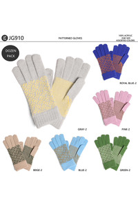Geometric Pattern Knit Gloves-JG910 (12 pairs)