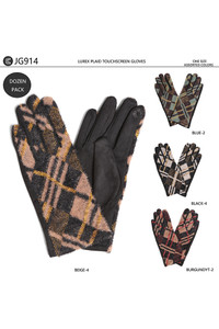 Lurex Plaid Gloves-JG914 (12 pairs)
