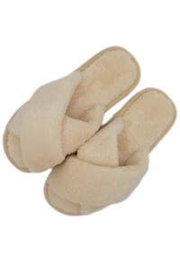 Solid Cross Faux Fur Slippers-WSL220156 (6pcs)
