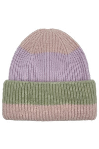 Stripe Color Block Ribbed Beanie-HCB320039