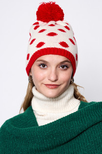 Polka Dot Christmas Holiday Theme Pom Beanie-WCB320103