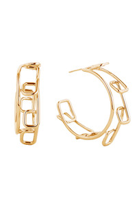 14K Gold/White Gold Dipped Post Hoop-SJE310424