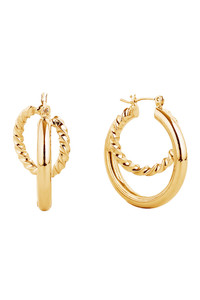 14K Gold/White Gold Dipped Pin Catch Hoop-SJE310446