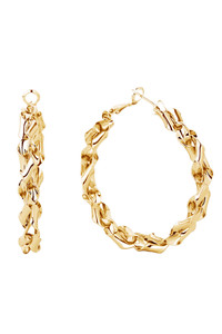 14K Gold/White Gold Dipped Omega Closure Hoop-SJE310436