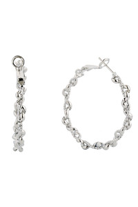 14K Gold/White Gold Dipped Omega Closure Hoop-SJE310447