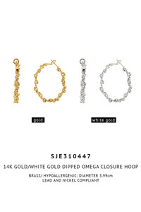 14K Gold/White Gold Dipped Omega Closure Hoop-SJE310447