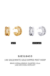 14K Gold/White Gold Dipped Post Hoop-SJE310453