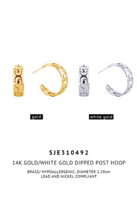 14K Dipped Post Hoop Earring-SJE310492