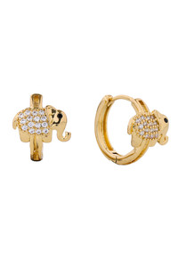 14K Elephant Shape Huggie Hoop Cz Paved Earring-SJE310500