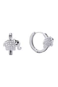 14K Elephant Shape Huggie Hoop Cz Paved Earring-SJE310500