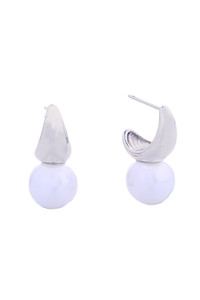14K Gold/White Dipped Pearl Moon Post Earrings-SJE310570