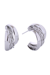 14K Crossover Hoop Post Earrings-SJE310630