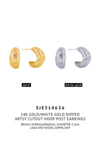 14K Artsy Cutout Hoop Post Earrings-SJE310636