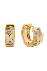 14K Butterfly Pave CZ Earrings-SJE310642