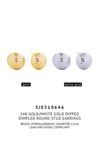 14K Dimpled Round Stud Earrings-SJE310646