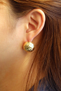 14K Dimpled Round Stud Earrings-SJE310646