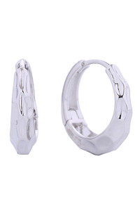 14K Hammered Hoop Huggie Earrings-SJE310649