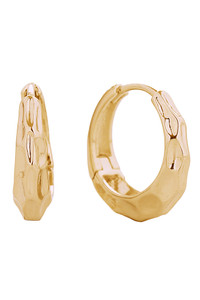 14K Hammered Hoop Huggie Earrings-SJE310649