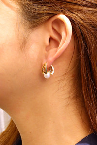 14K Cultured Pearl Huggie Earrings-SJE310650