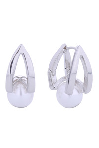 14K Cultured Pearl Huggie Earrings-SJE310650