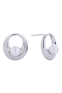 14K Inner Circle Pearl Post Earrings-SJE310665