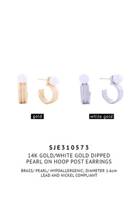 14K Pearl On Hoop Post Earrings-SJE310573