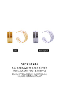 14K Rope Accent Post Earrings-SJE310586