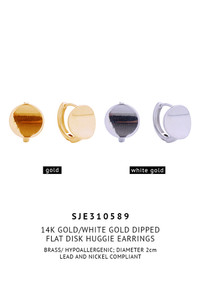 14K Flat Disk Huggie Earrings-SJE310589