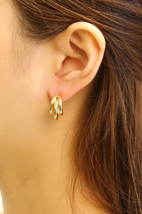 14K Triple Hoop Tango Post Earrings-SJE310597