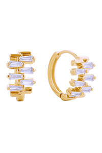 14K Disorganized CZ Huggie Earrings-SJE310598