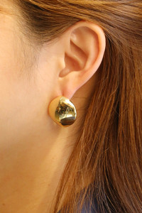 14K Oval Convex Post Earrings-SJE310604