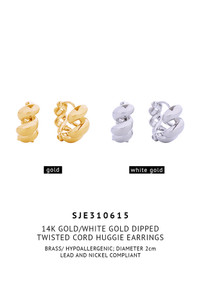 14K Twisted Cord Huggie Earrings-SJE310615