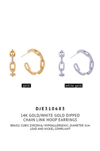 14K Chain Link Hoop Earrings-DJE310683