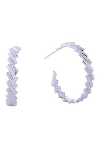 14K Crystal Baguette Hoop Earrings-DJE310692