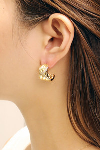 14K Crossover Pave CZ Post Earrings-DJE310701