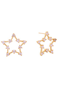 14K Open Star Post Earrings-DJE310702