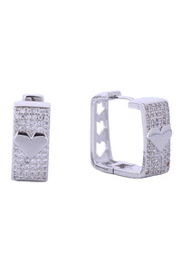 14K Heart in Square Huggie Earrings-DJE310716