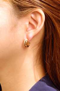 14K Sparkling Pave CZ Hoop Earrings-SJE310352