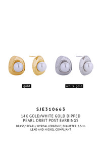 14K Pearl Orbit Post Earrings-SJE310663