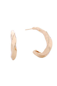 14K Twisted Hoop Post Earrings-SJE310362
