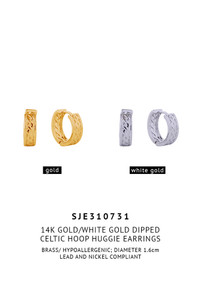 14K Celtic Hoop Huggie Earrings-SJE310731