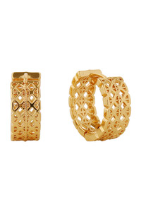 14K Woven Cut Huggie Earrings-SJE310734
