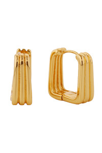 14K Striped Square Huggie Earrings-SJE310742