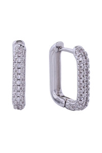 14K Fine Pave CZ Huggie Earrings-SJE310743