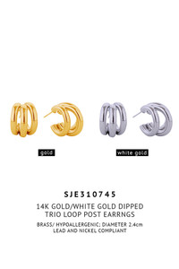 14K Trio Loop Post Earrings-SJE310745